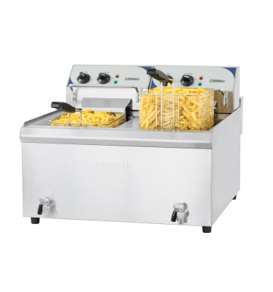 Friteuse électrique avec vanne de vidange 2 x 10 litres haut rendement CFEV102TB