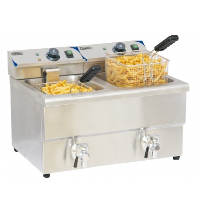 Friteuse électrique avec vanne de vidange 2 x 8 litres CFEV82