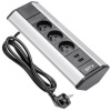 Bloc prise d'angle 3 prises + 2 USB câble 1.5M 16A.230V 2P+T argent