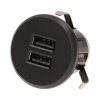 Chargeur double USB encastrable avec alimentation noir