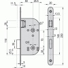 Serrure à larder à pêne magnétique coffre 145 mm entraxe 70 axe 50 mm carré de 7 mm réversible avec gâche condamnation