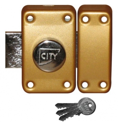 Verrou à bouton de sûreté sur n° KCF 005501 - Huisserie bois City 25 - cylindre longueur 30 mm