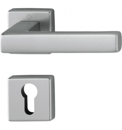 Béquille double sur rosace carrée ligne Toulon BDC alu aspect inox F9