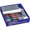 Kit accessoires pour tableaux blancs avec 1 nettoyant, 1 effaceur, 1 porte marqueur, 4 recharges papier, 4 marqueurs