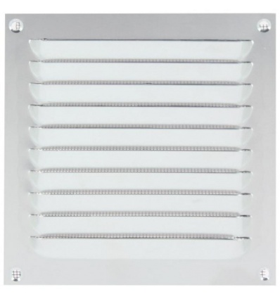 Grille d'aération estampée aluminium avec moustiquaire nylon 150 x 150 mm