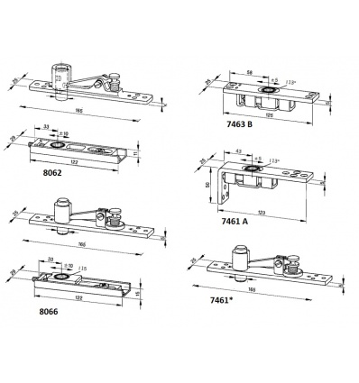 Pivot du haut 8062 complet pour porte double action acierboisaluminium