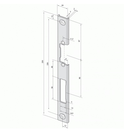 têtière de gâche électrique 391 pour menuiserie PVC Din droite