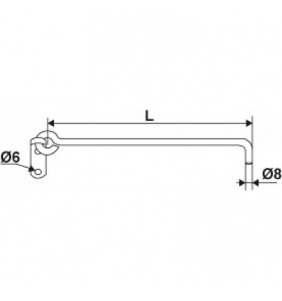 Crochet sur platine à crémaillère en aluminium Ø 8 mm longueur 400 mm livré sans crémaillère