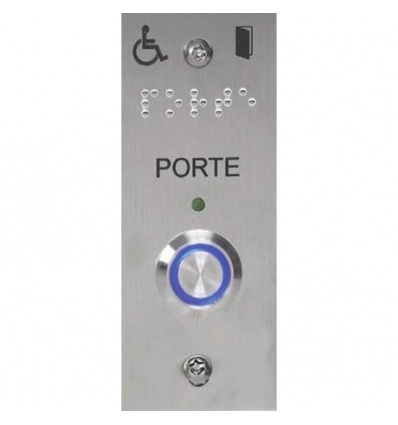 Bouton poussoir sur plaque inox conforme PMR