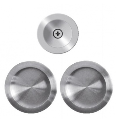 Manœuvres rosace ronde pour porte coulissante usinage Ø 48 mm inox satiné