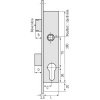 Serrure à larder 1 point pêne dormant et demi-tour à cylindre européen axe 24,5 mm - Pour gâche électrique Métalux 7