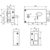 Serrure en applique horizontale à fouillot - Pêne dormant et demi-tour - 6 gorges - 732 main droite