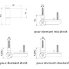 Paumelle pour porte PVC, type KT-SV Dormant largeur 15 mm recouvrement 15/20 blanc 9016