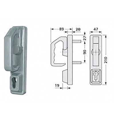 Module douverture PR2E pour serrure modèle 89 poignée rotative et trou de cylindre