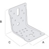 Équerre de structure en inox 316L, dimensions 90 x 100 x 100 mm, épaisseur 2 mm