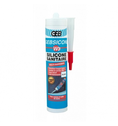 Mastic sanitaire silicone acétique W3 blanc multi-supports sans odeur cartouche de 280ml