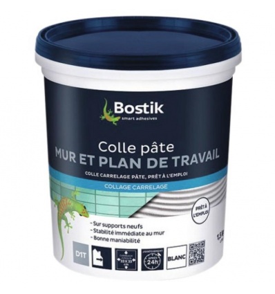 Colle pâte carrelage murs et plans de travail, coloris blanc, 3 kg