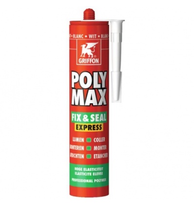 Colle de montage et mastic d'étanchéité POLY MAX®FIX&SEAL EXPRESS, coloris blanc, cartouche de 425g