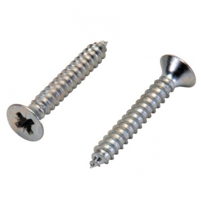 Vis à tôle tête fraisée empreinte pozidriv acier zingué blanc entièrement filetées, diamètre 3,5 mm, longueur 25,4 mm, boîte de 