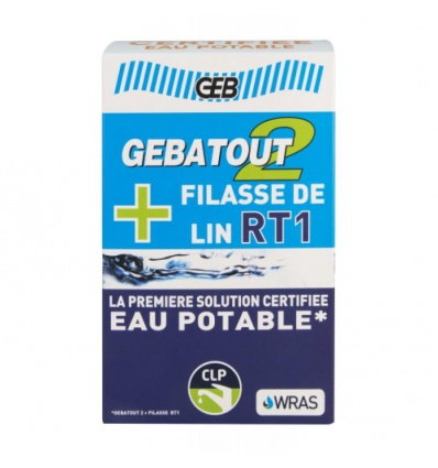 Pack Gebatout2 + Filasse RT1, 500g de pâte et 80g de filasse, étanchéité des raccords filetés certifiée eau potable