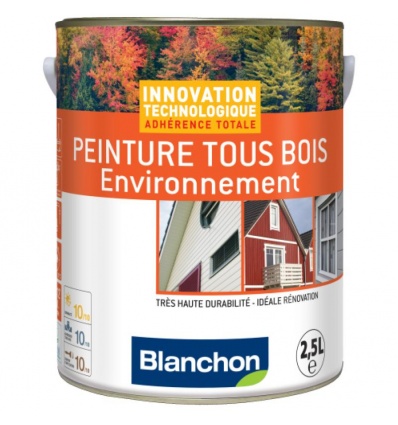 Peinture microporeuse hydrofuge Tous Bois Environnement, blanc 9016, bidon 1l