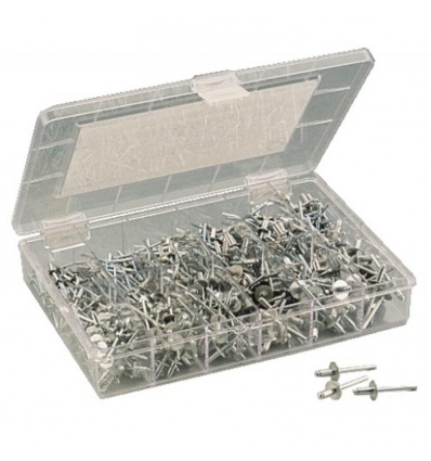 Rivets aveugles, corps en alliage d'aluminium tige en acier, assortiment en coffret