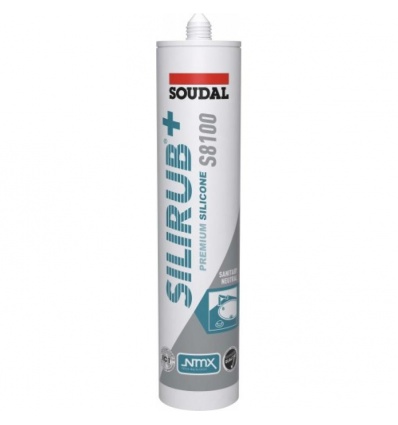 Mastic sanitaire Silirub+ S8100, coloris gris sanitaire, carton de 15 cartouches de 310 ml