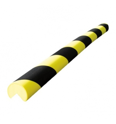 Protection d'angles droits 1/4 ronds en mousse, coloris jaune/noir, longueur 75 cm, diamètre 40 mm.