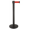 Poteau à sangle Reco noir hauteur 910mm base Ø32mm sangle rouge 2 mètres largeur 50mm