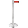 Poteau à sangle Reco inox hauteur 910mm base Ø32mm sangle rouge 2 mètres largeur 50 mm