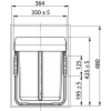 Poubelle Practi Eco pour caisson de 400 mm, bac de 1x20l + 2x10l avec coulisses Soft close, fixation sur le fond