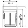 Poubelle Practi Eco pour caisson de 400 mm, bac de 2x20l avec coulisses Soft close, fixation frontale