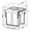 Poubelle Practi Eco pour caisson de 600 mm, bac de 1x34l + 2x17l avec coulisses Soft close, fixation frontale