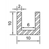 Profils U aluminium, 10x10x10x2 mm, satiné argent, longueur 3 m