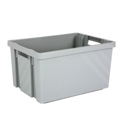 Bac gerbable et emboitable polypropylène, coloris gris, 30 litres, carton de 10 bacs