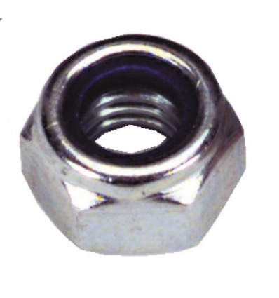 Écrous de sécurité hexagonaux autofreinés polyamide acier zingué blanc, diamètre 8 mm, boîte de 200 écrous