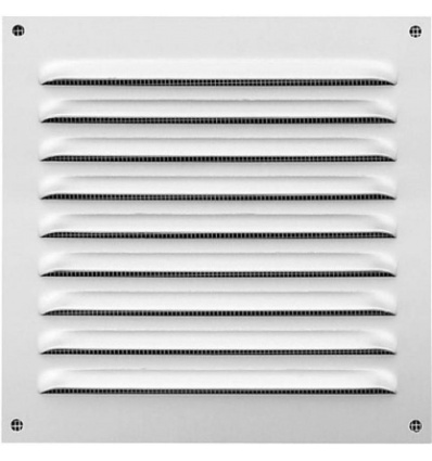 Grille de ventilation en aluminium avec moustiquaire laqué blanc 200 X 200 mm en sachet