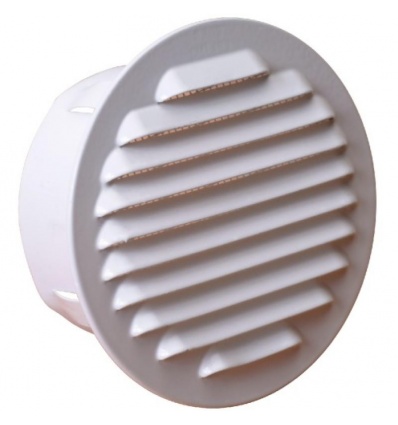 Grille de ventilation extérieure à encastrer Ø 100 mm - finition blanc