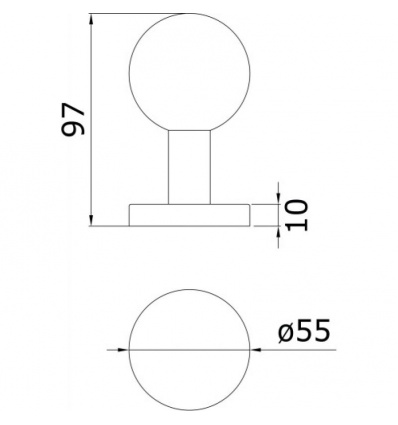 Pommeau inox boule 55 mm