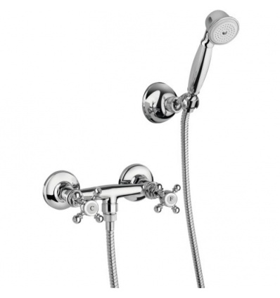 Mélangeur de douche mural Néo Classique Tiffany avec douchette, support et flexible 1,50 m