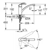 Mitigeur dévier bec bas fondu Grohe Eurosmart