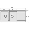 Evier de synthèse Orion 2 cuves + 1 égouttoir blanc artic