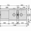 Évier de synthèse Maris Fragranit+ 1160x50 mm 2 cuves + 1 égouttoir teinte Onyx - MRG621