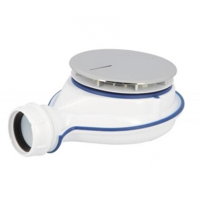 Bonde de douche ultra-compacte Turboflow XS Magnetech à capot ABS chromé Ø 90 et sortie horizontale Ø 40 mm