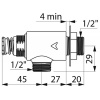 Robinet équerre corps brut + contre écrou Tempostop lavabo M1/2 temporisé 7 sec