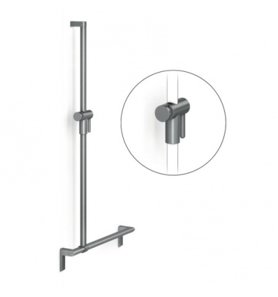 Barre de maintien en L pour douche 500 x 1100 mm Cavere anthracite métallisé (095) avec support de douchette