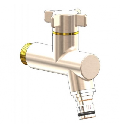 Robinet darrossage Oslo modèle vertical mâle 15x21 et sortie à raccord automatique - finition nickelé