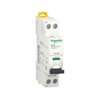 Disjoncteur modulaire ACTI9 IDT40T Schneider Electric 1PN courbe C 4500 A 6 kA A9P22620