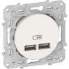 Prise alimentation Odace 2 x USB 5V blanc