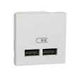 Chargeur USB double 5 Vcc 1A + 2,1 A 2 modules blanc Unica